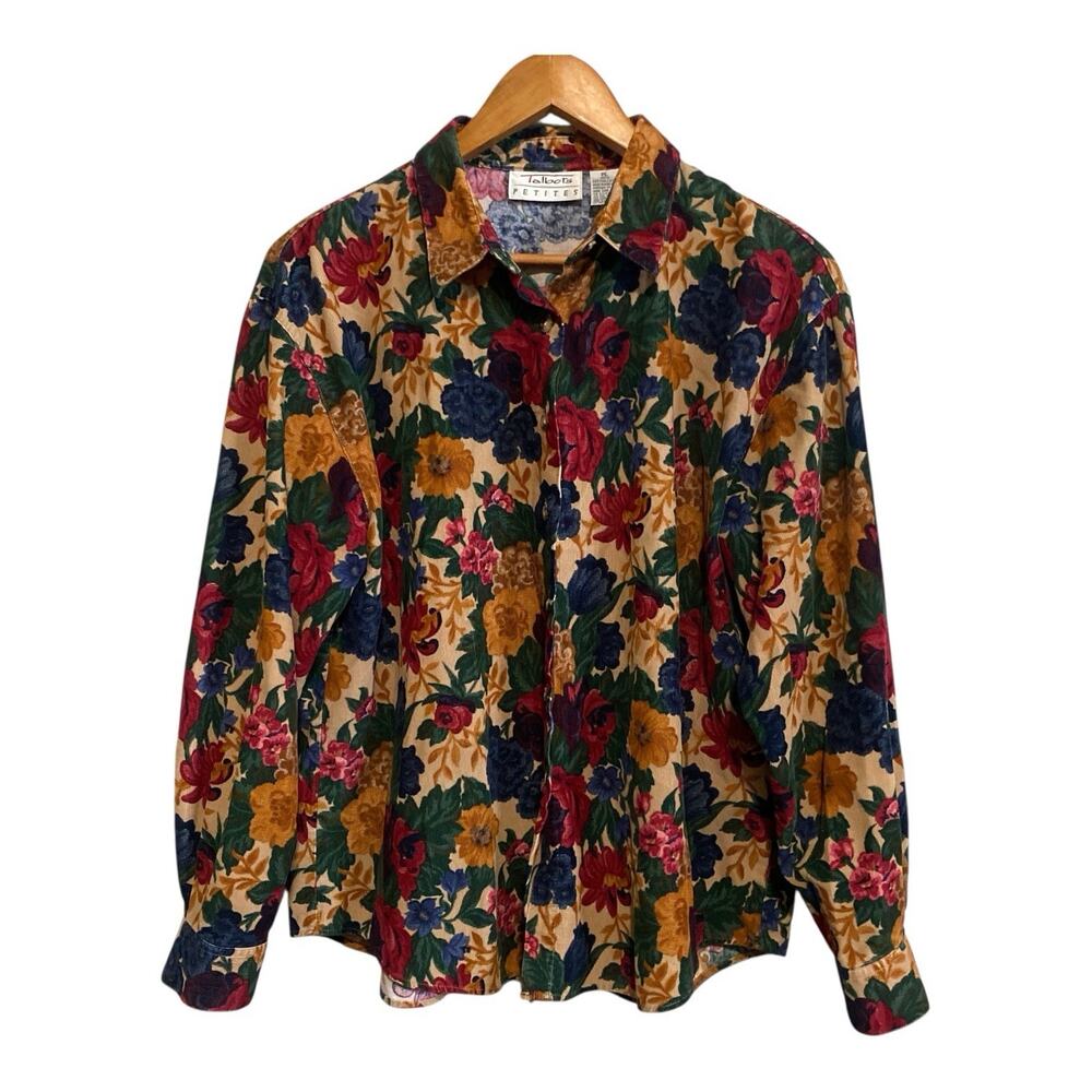 Vintage Talbots Floral Button Shirt Large P Y2K Grandmacore Retro Cottage Cabin